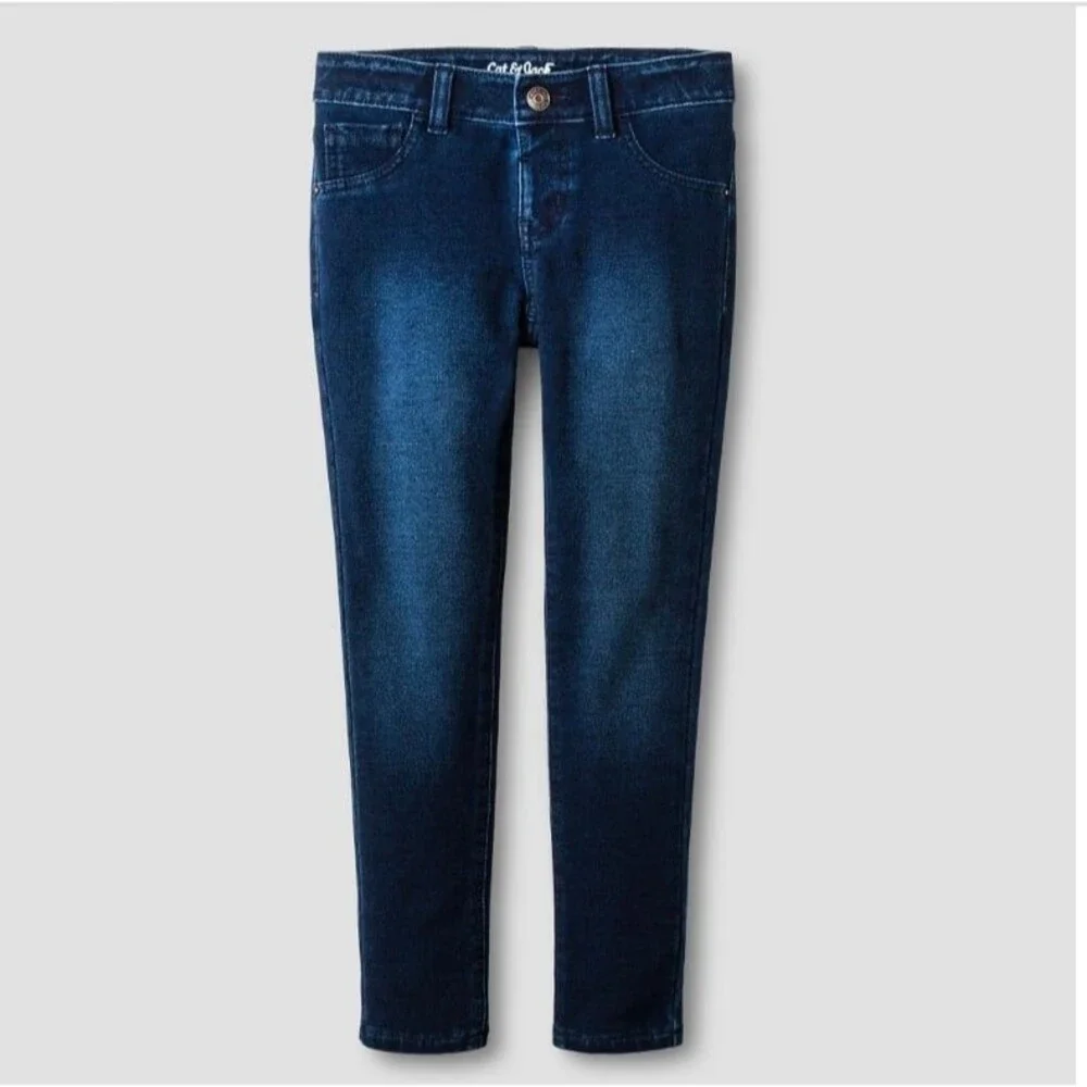 Cat & Jack Mid-Rise Soft Knit Jeggings Size L (10-12) Dark Wash New With Tags